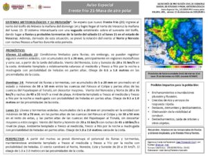 Aviso Especial por Frente Frío número 21