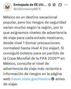 EU emite alerta de viaje para Veracruz y otros estados