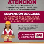 Se suspenden clases este miércoles por bajas temperaturas