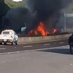 Se incendian 2 trailers sobre la autopista Xalapa-Perote