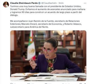 Sheinbaum y Trump acuerdan prolongar por 90 días la entrada en vigor de los aranceles a México