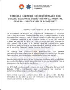 En Cancún, una niña muere a causa del hambre