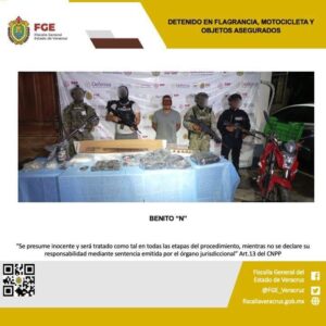Una persona detenida, motocicleta, objetos asegurados en operativo con fuerzas federales y estatales en Coxquihui