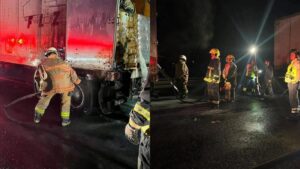 Tractocamión a punto de incendiarse en la autopista Puebla–Orizaba