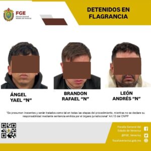 Detenidos en flagrancia presuntos asaltantes de banco en Xalapa