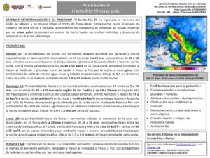Frente frío 29 afectará a Veracruz