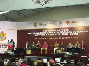 Gobernadora Rocío Nahle da inicio en Altotonga al programa de siembra de maíz nativo