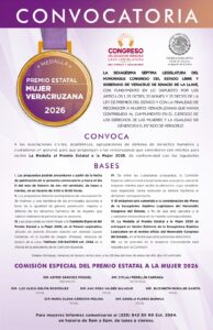 Presenta comisión especial Convocatoria al Premio Estatal a la Mujer 2026