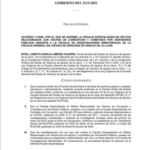 Fiscalía Anticorrupción de Veracruz desaparece y reasigna casos a Fiscalía Ministerial
