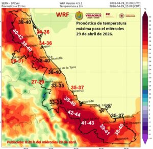 Veracruz enfrentará intensa ola de calor con temperaturas extremas y suradas fuertes