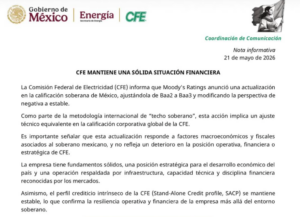 CFE resalta estabilidad económica