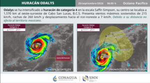 Odalys alcanza categoría 4 en el Pacífico