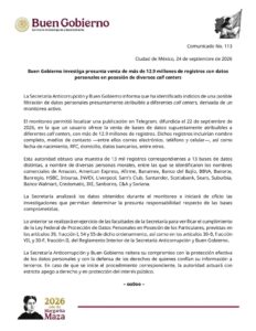 Investigan venta de 12.9 millones de datos personales